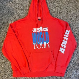 Justin Bieber Justice Tour Hoodie Red - Size XL